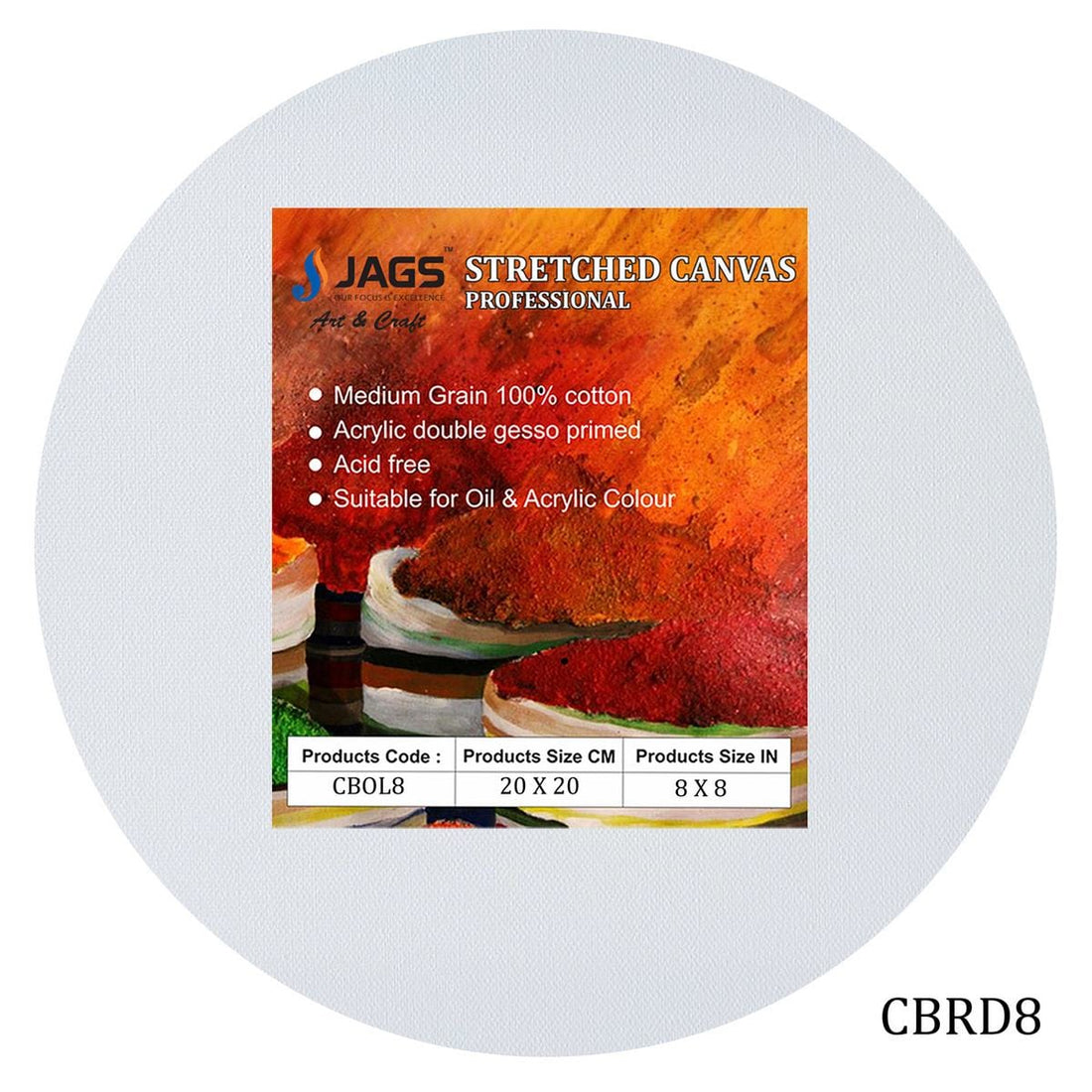 jags-mumbai canvas Boards Canvas Board Stretched Frame Round 8Inch CBRD8