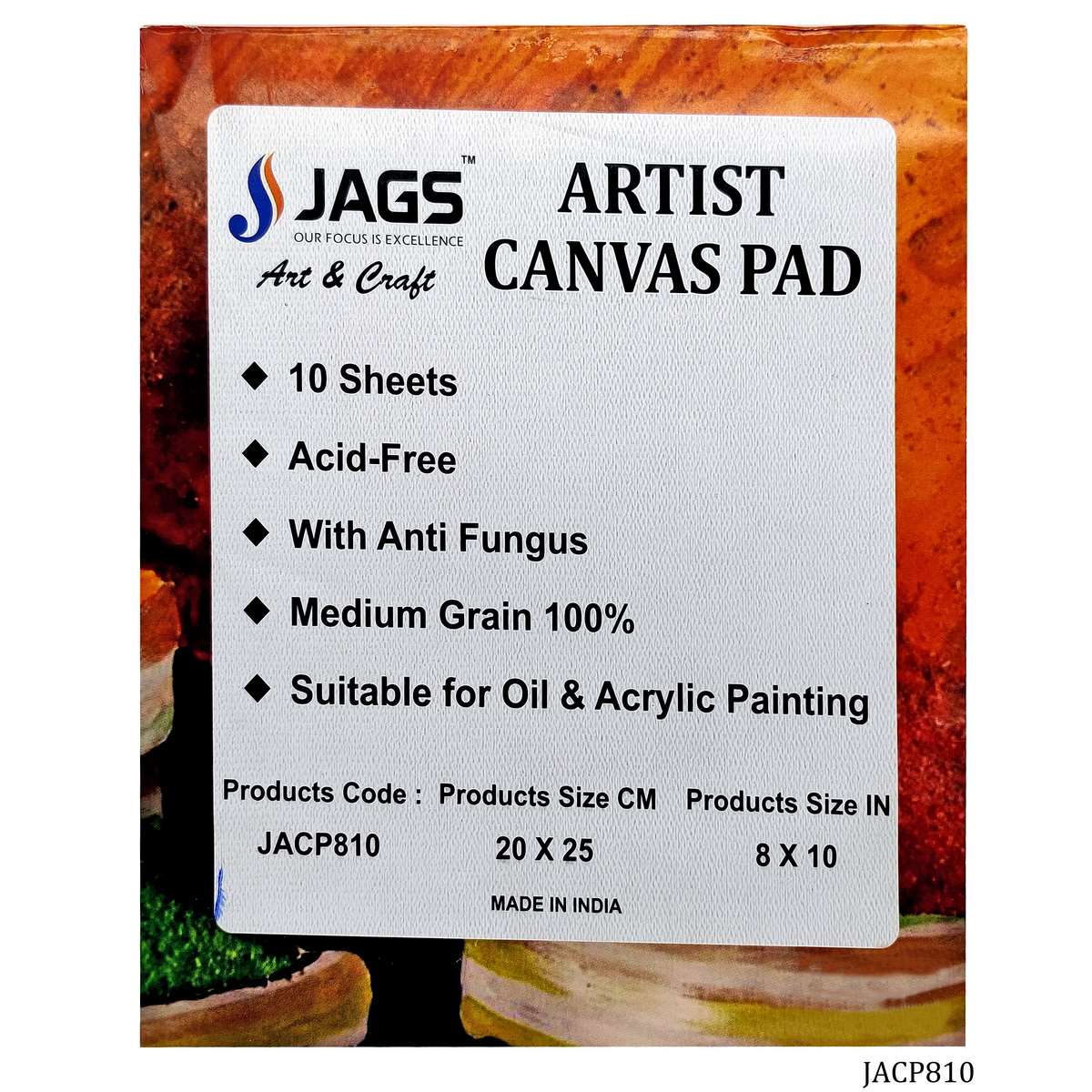 jags-mumbai Canvas Compact Artist Canvas Pad - 8X10 Inch