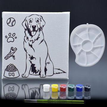 DIY Painting Kit: Stretched Canvas with Pre-drawn Pictures and Free Colors