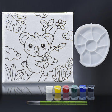 DIY Painting Kit: Stretched Canvas with Pre-drawn Pictures and Free Colors