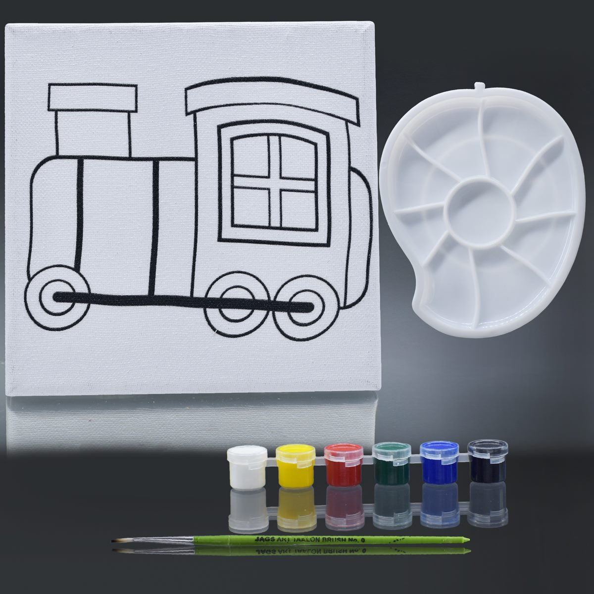 jags-mumbai Canvas DIY Painting Kit: Stretched Canvas with Pre-drawn Pictures and Free Colors