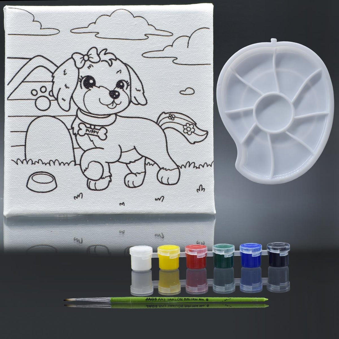 jags-mumbai Canvas DIY Painting Kit: Stretched Canvas with Pre-drawn Pictures and Free Colors