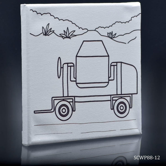 DIY Painting Kit: Stretched Canvas with Pre-drawn Pictures and Free Colors 8x8 Inches