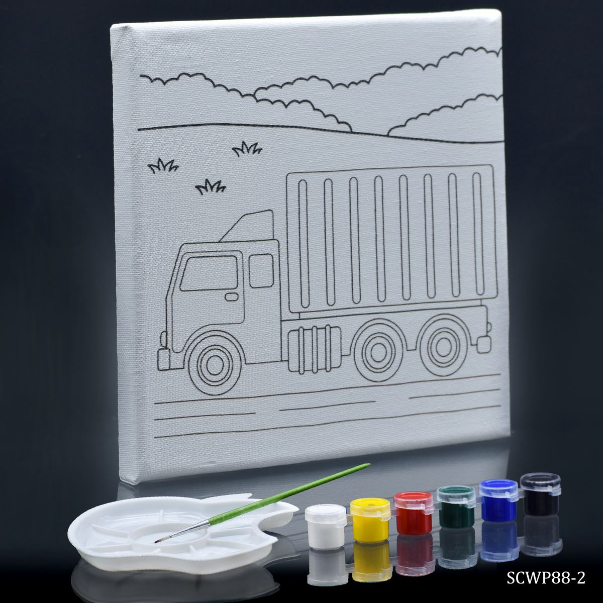 jags-mumbai Canvas DIY Painting Kit: Stretched Canvas with Pre-drawn Pictures and Free Colors 8x8 Inches