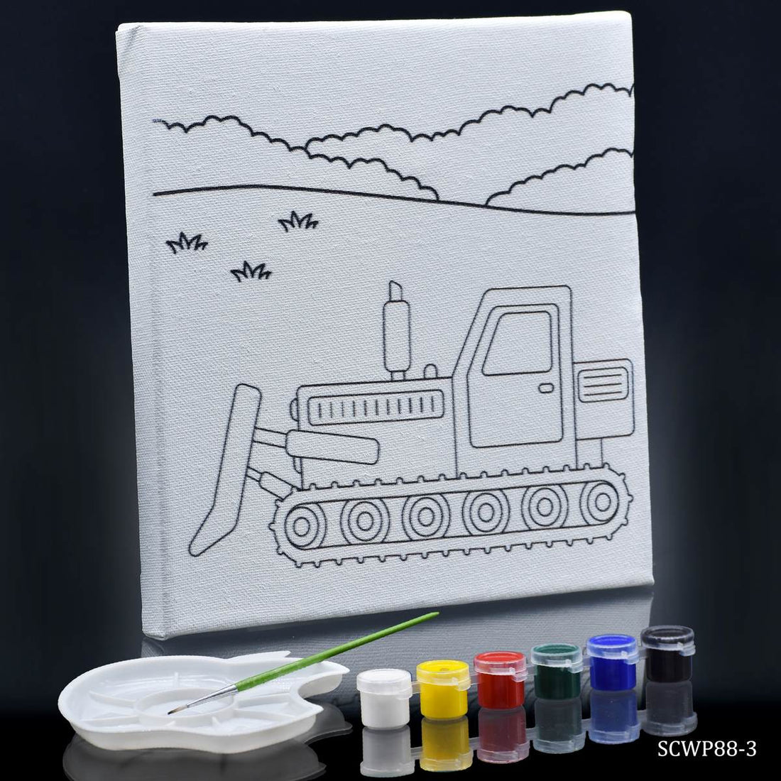 jags-mumbai Canvas DIY Painting Kit: Stretched Canvas with Pre-drawn Pictures and Free Colors 8x8 Inches