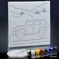 jags-mumbai Canvas DIY Painting Kit: Stretched Canvas with Pre-drawn Pictures and Free Colors 8x8 Inches