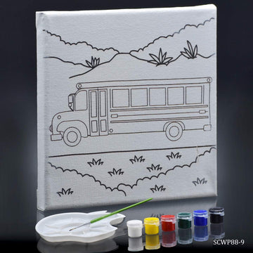 jags-mumbai Canvas DIY Painting Kit: Stretched Canvas with Pre-drawn Pictures and Free Colors 8x8 Inches