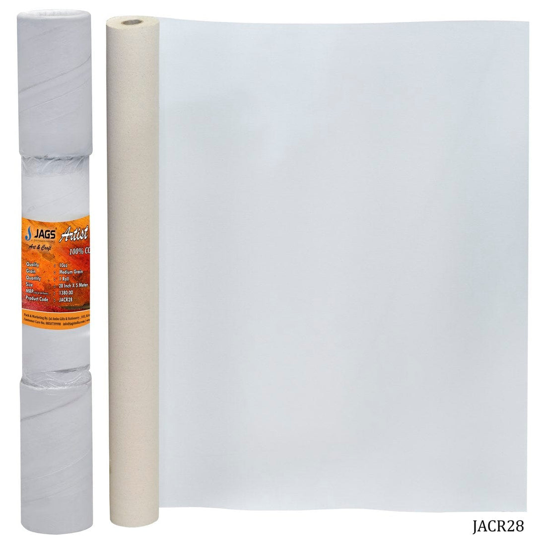 jags-mumbai Canvas Premium Artist Canvas Roll - 28 Inch Width, 5 Meter Length (Contain 1 Unit)