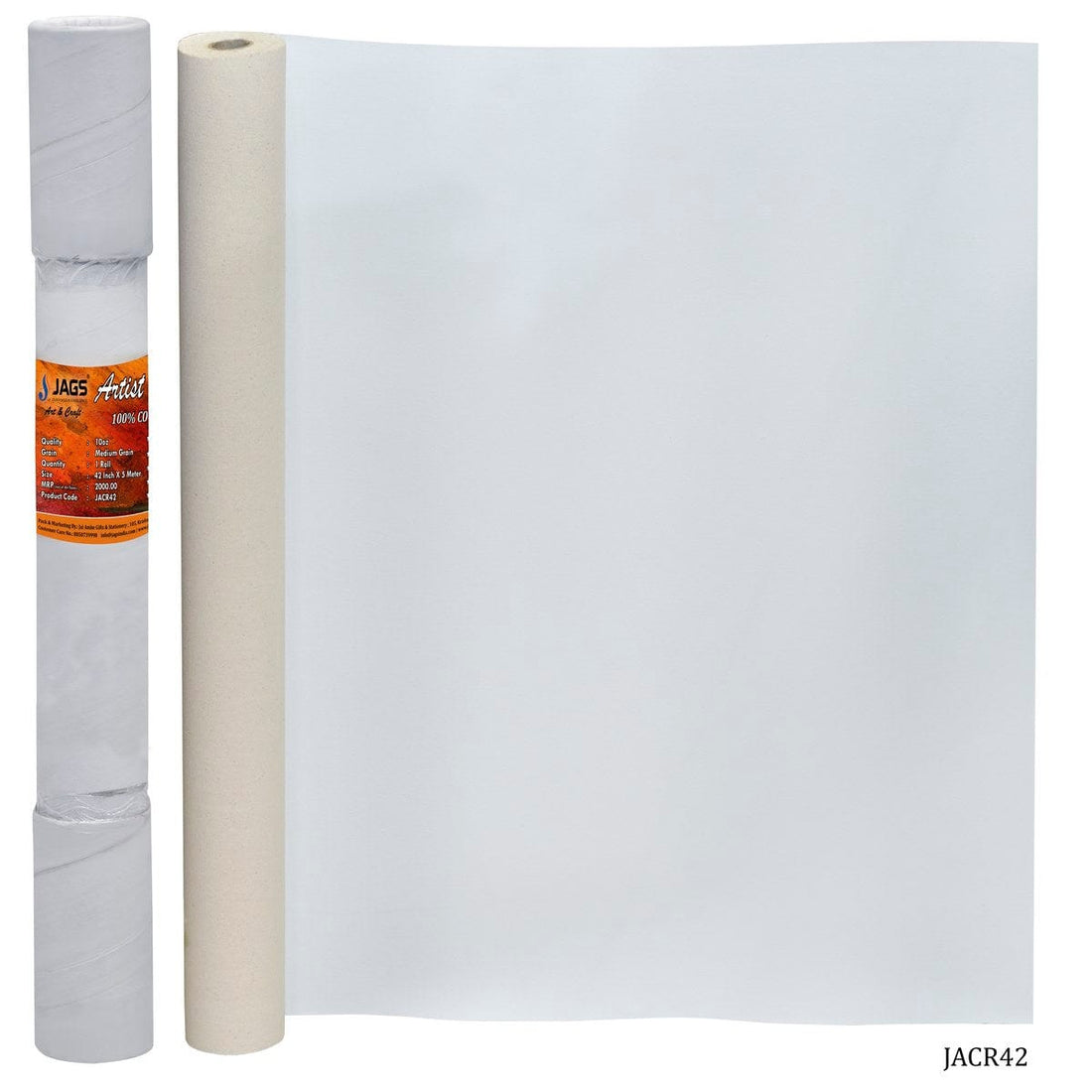 jags-mumbai Canvas Professional Artist Canvas Roll - 42 Inch Width, 5 Meter Length (Contain 1 Unit)