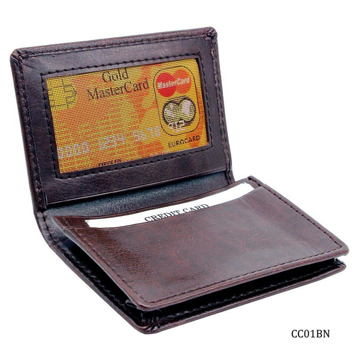 Leather Card Holder Wallet Brown