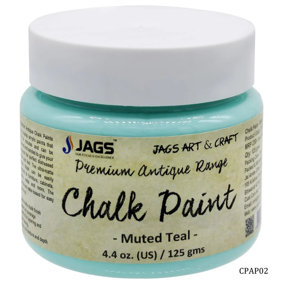 jags-mumbai Chalk Paint Chalk Paint Antique Premium Muted Teal 125ML CPAP02