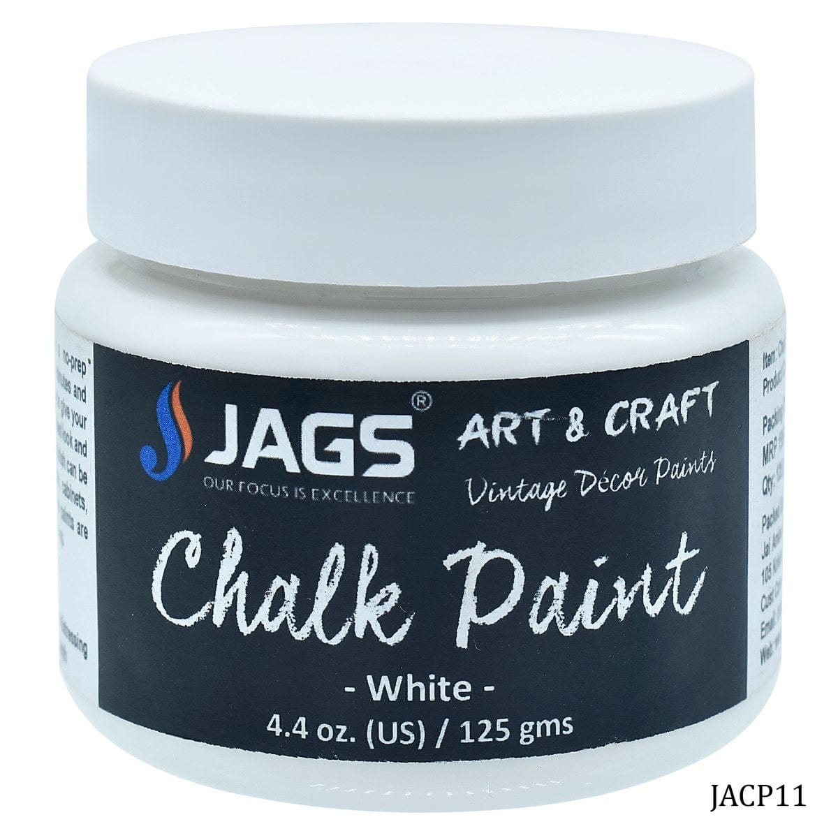 jags-mumbai Chalk Paint Jags Art Chalk Paint White 4.4 Oz 125ML JACP11