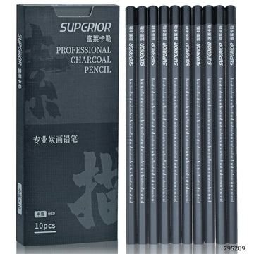 jags-mumbai Charcoal Pencils Superior Profesional Chorcoal Pencil 10Pcs Med 795209