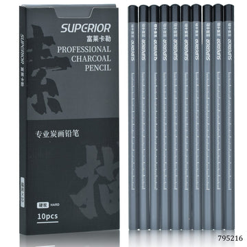 jags-mumbai Charcoal Pencils Superior Profesional Hard Chorcoal Pencil | 10Pcs |