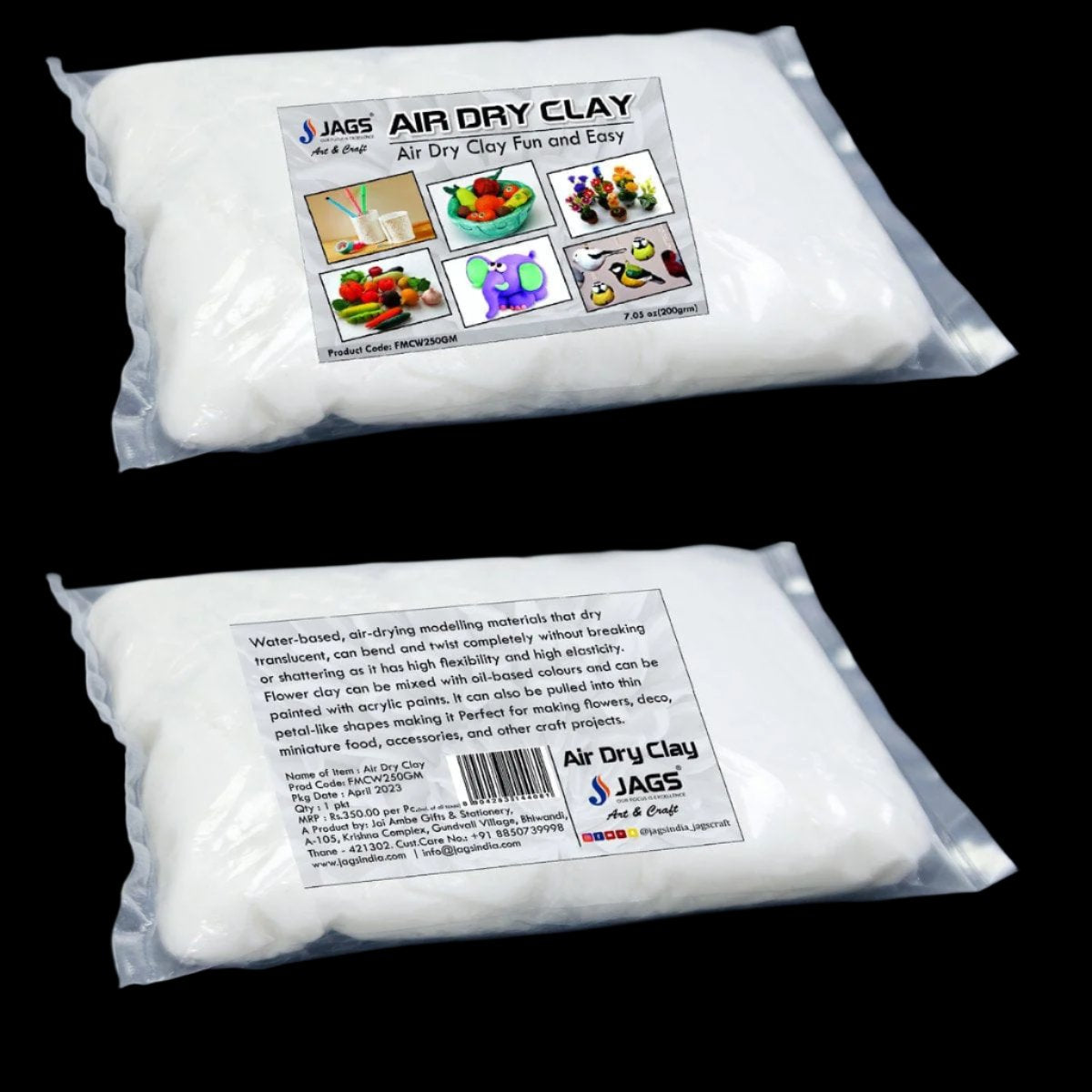 jags-mumbai Clay Jags Air Dry Clay White 200GM