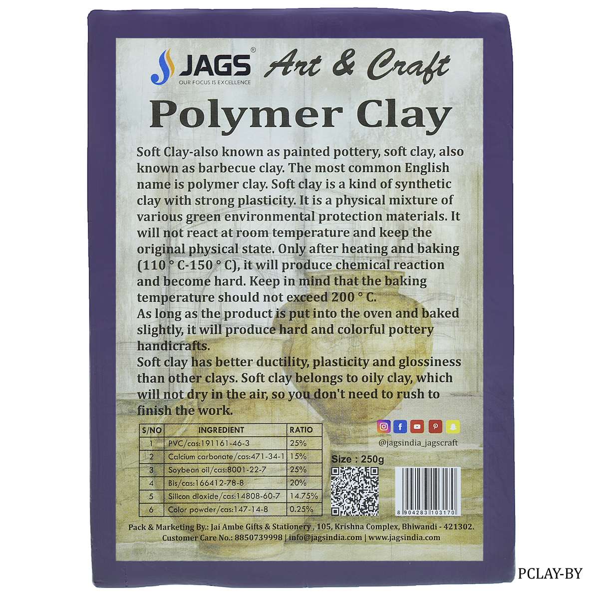 jags-mumbai Clay Polymer Clay 250gm Belly PCLAY-BY