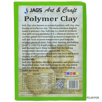 Polymer Clay 250gm Fluorescent Green PCLAY-FGN