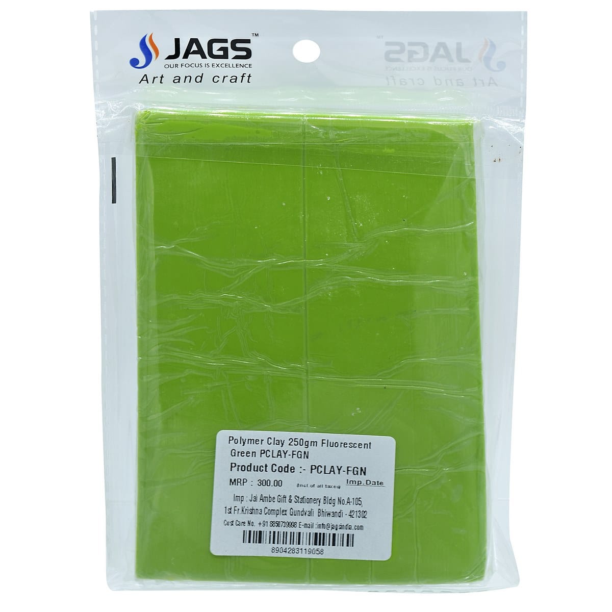 jags-mumbai Clay Polymer Clay 250gm Fluorescent Green PCLAY-FGN