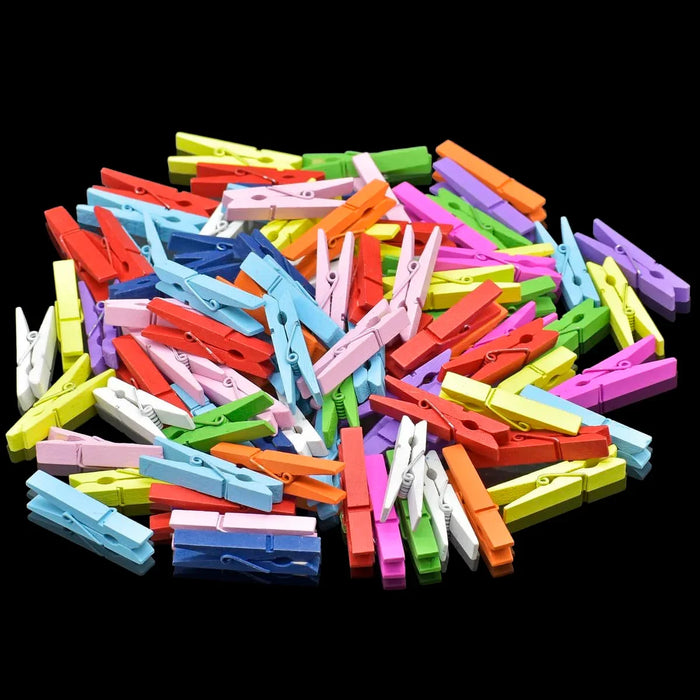 Bold Statements: Wooden Clip Set  Big Colourful Clips 45mm (100Pcs) Pack Of 1