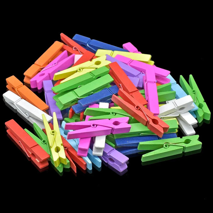 Grand Impressions: Wooden Clip Set - 50 Pcs Big Colourful Clips (60mm)