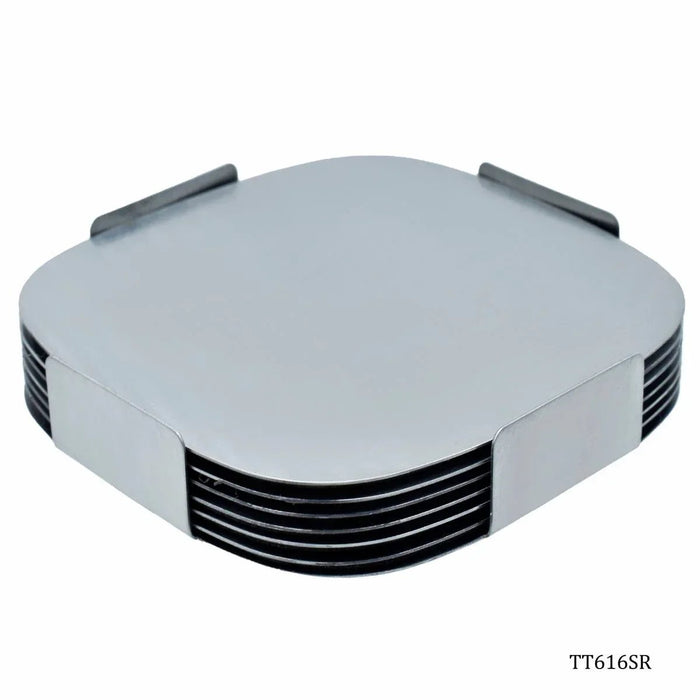 Tea Coaster 6pcs Set Squear Silver Steel