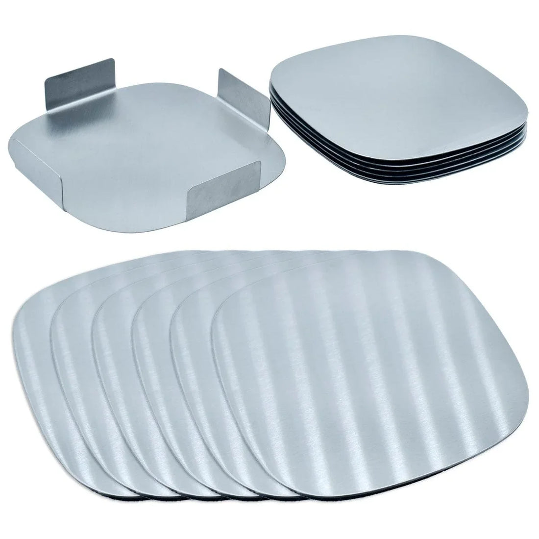 jags-mumbai Coaster Tea Coaster 6pcs Set Squear Silver Steel