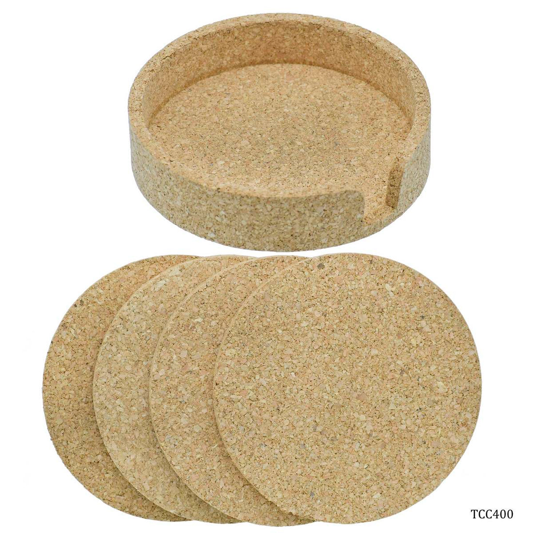 jags-mumbai Coaster Tea Coaster Cork 4pcs Set Round With Stand TCC400