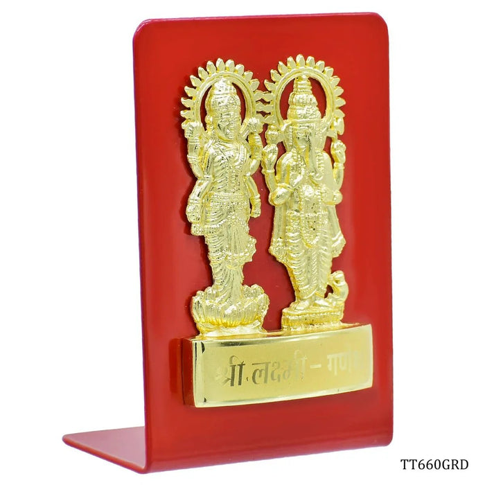 Desktop Top Gold Shri Laxmi Ganesh Plate Red