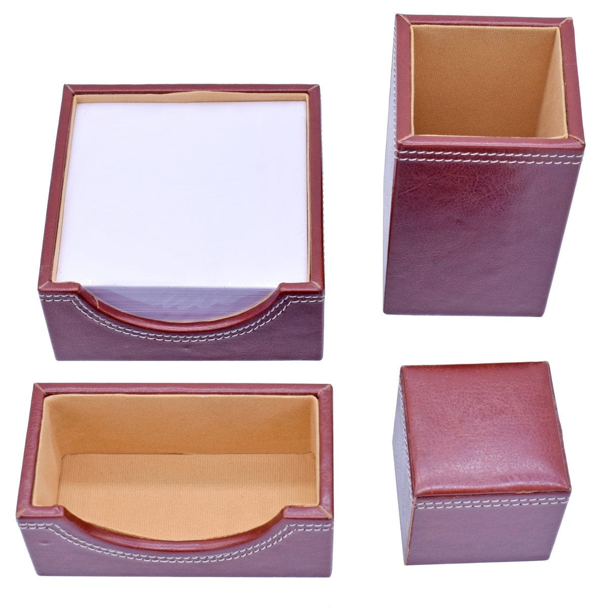 jags-mumbai Corporate Gift set Table Stationery Set Leatherite Set of 4 Pcs Brown TSSL01