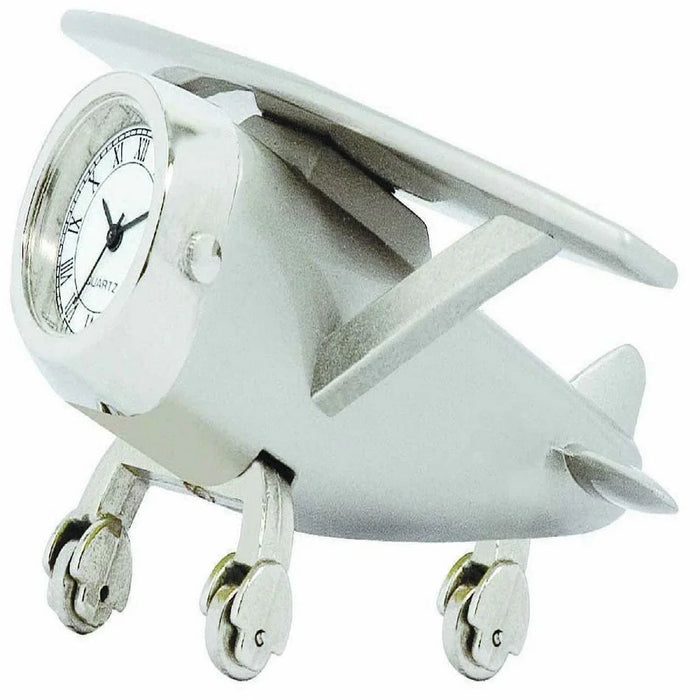 Table Top Silver Jet Air Craft with Watch