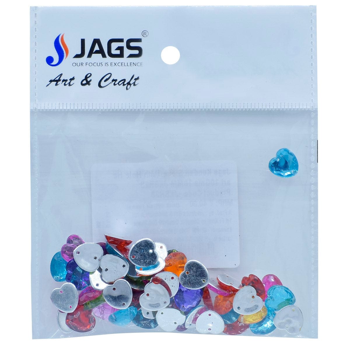 jags-mumbai Craft Accessories Jags Kundan Stone With Hole Heart 10Gms 10MM JKSR23
