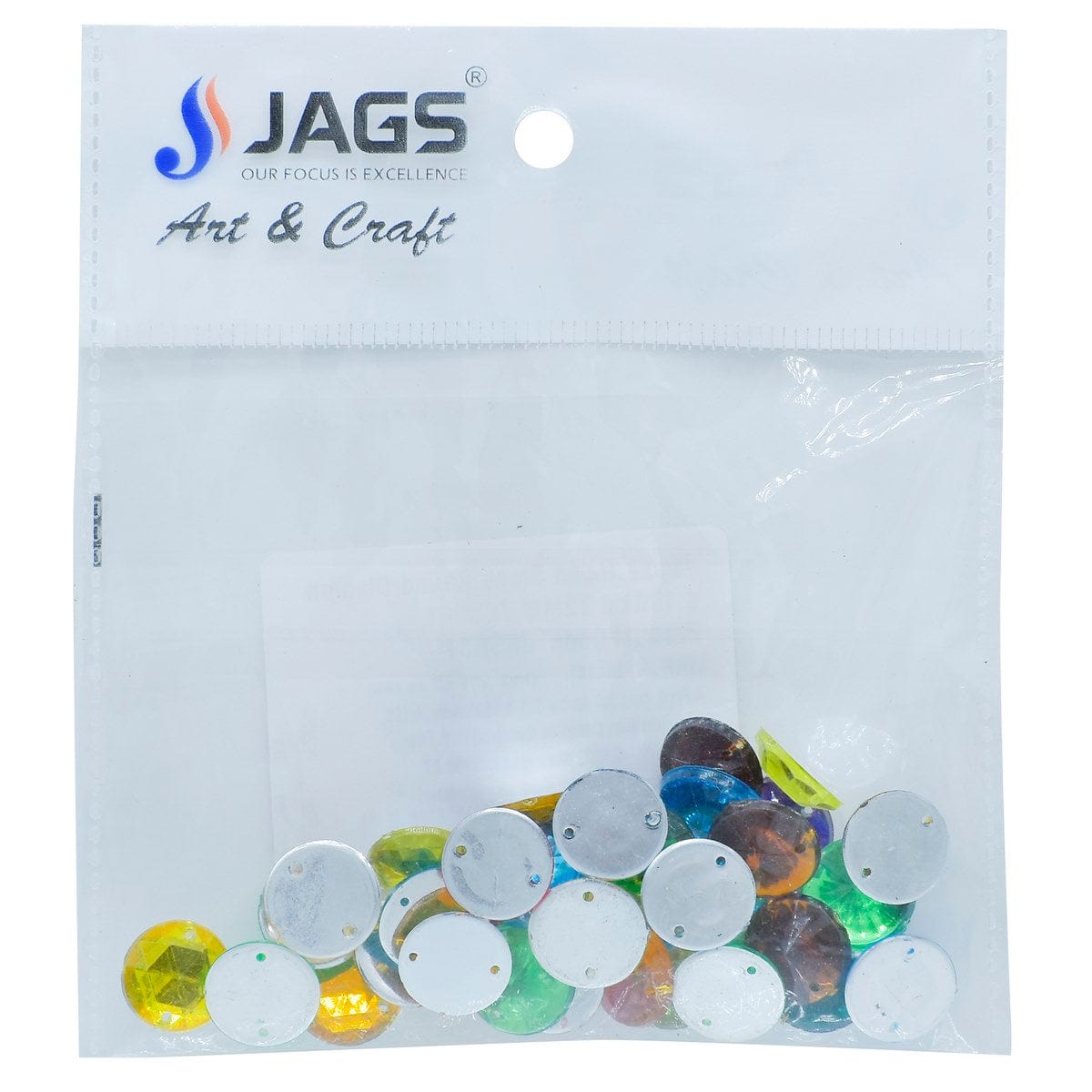 jags-mumbai Craft Accessories Jags Kundan Stone With Hole Round Diamond 10Gms 12MM JKSR01