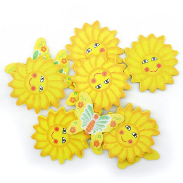 Wooden Mix Sun And Butter Cut Out 12pcs