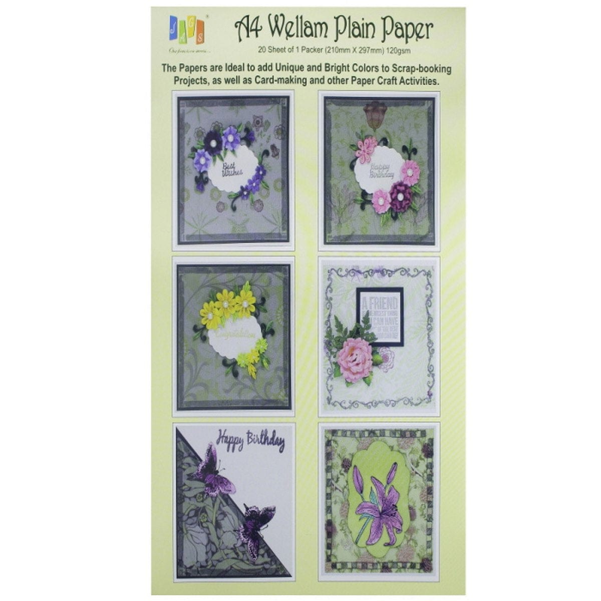 jags-mumbai Decorative Photo Frames Wellam Paper Plain A4 Parrot Green 120gsm