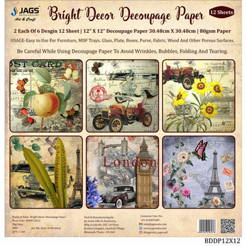 Bright Decor Decoupage Paper 12X12 BDDP12X12