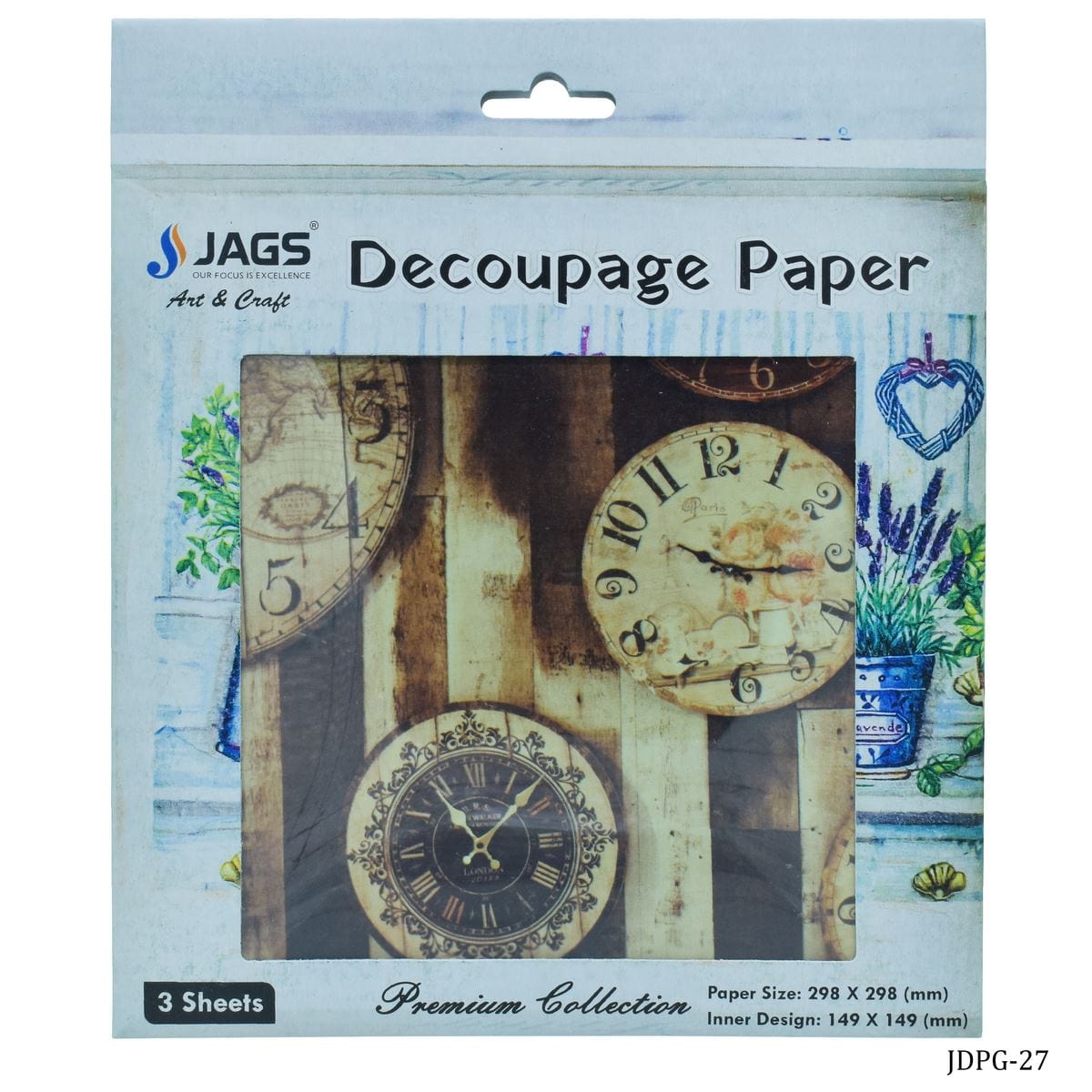 jags-mumbai Decoupage Jags Decoupage Paper 3 Vintage Clock JDPG-27