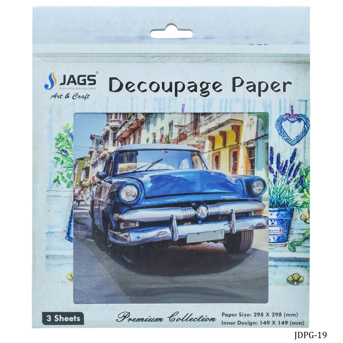 jags-mumbai Decoupage Jags Decoupage Paper Vintag Blue Car JDPG-19