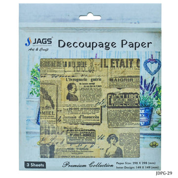 Jags Decoupage Paper Vintage News Paper JDPG-29