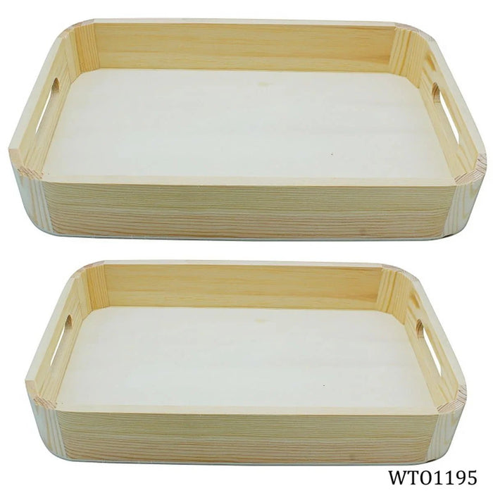Wooden Decoupage Tray oval 2pcs Set