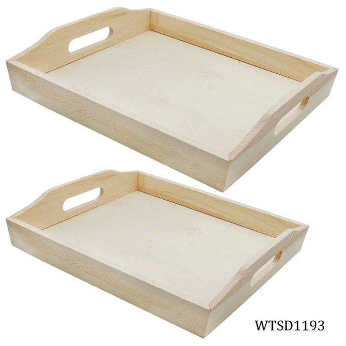 Wooden Decoupage Tray Square Des 2pcs Set