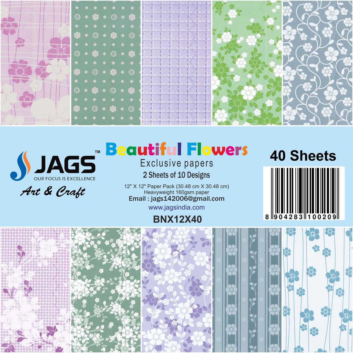 jags-mumbai Designed Paper Designer Paper Pack for Scrapbooking and Greeting Cards 12x12 Inches