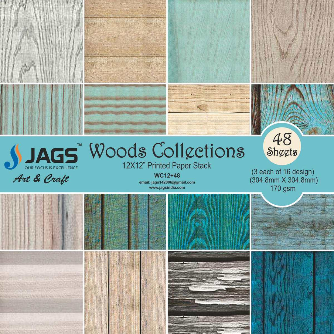 jags-mumbai Designed Paper Designer Paper Pack for Scrapbooking and Greeting Cards 12x12 Inches