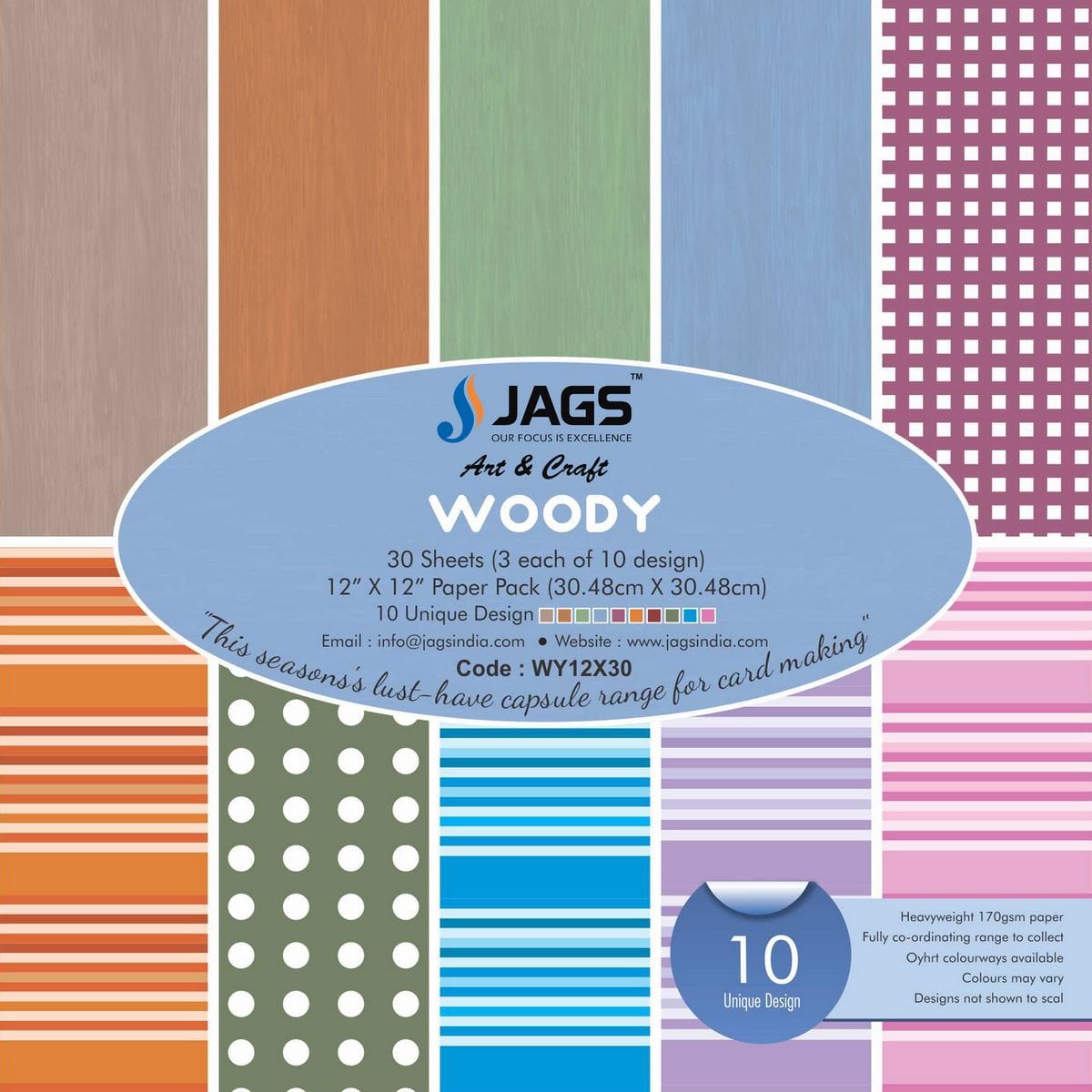 jags-mumbai Designed Paper Designer Paper Pack for Scrapbooking and Greeting Cards 12x12 Inches