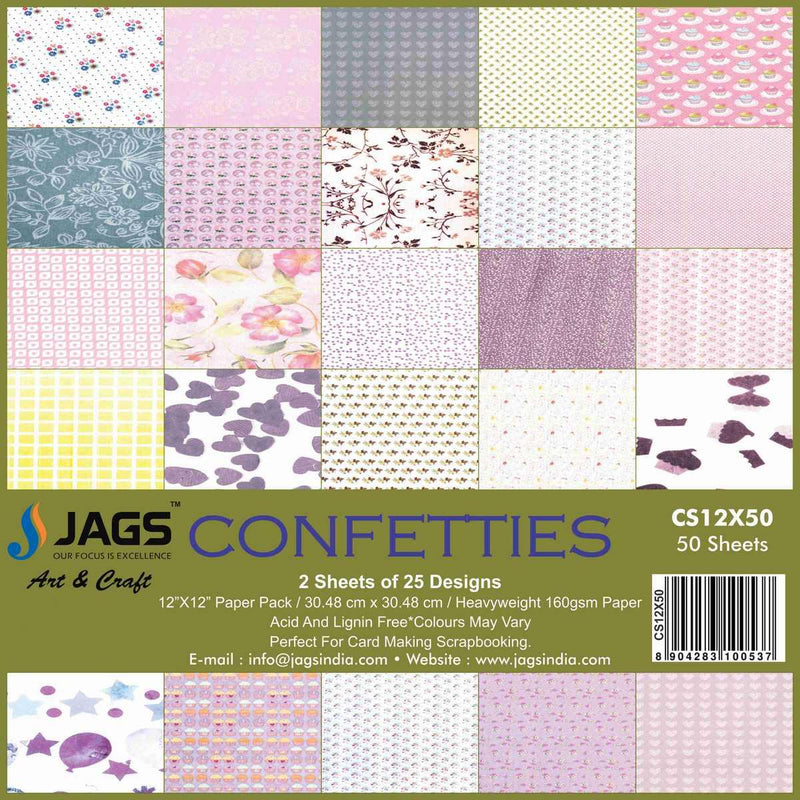 jags-mumbai Designed Paper Designer Paper Pack for Scrapbooking and Greeting Cards 12x12 Inches