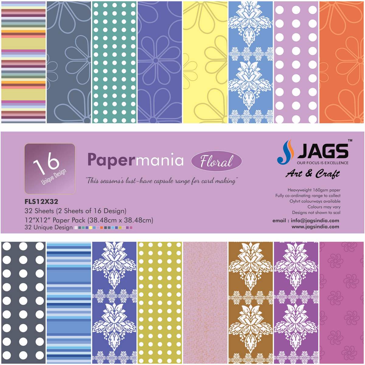jags-mumbai Designed Paper Designer Paper Pack for Scrapbooking and Greeting Cards 12x12 Inches