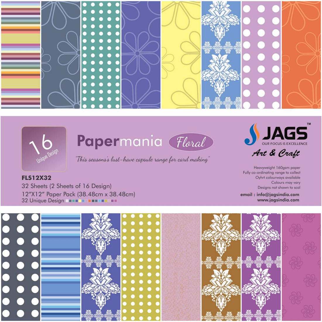 jags-mumbai Designed Paper Designer Paper Pack for Scrapbooking and Greeting Cards 12x12 Inches