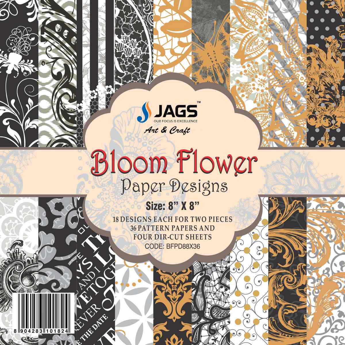 jags-mumbai Designed Paper Designer Paper Pack for Scrapbooking and Greeting Cards 8X8 inches