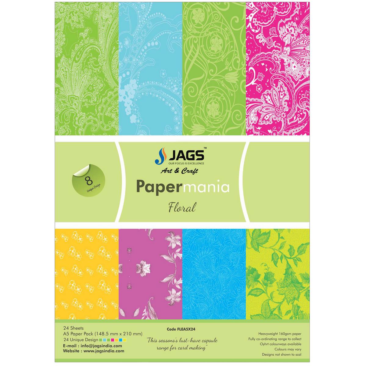 jags-mumbai Designed Paper Scrapbooking paper packs ,printed greeting papers of Paper Jags A5 Floral-8D FLEA5X24