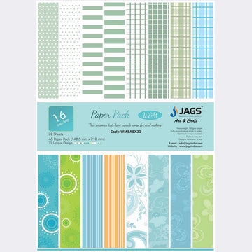 Scrapbooking paper packs ,printed greeting papers of Paper Jags A5 W&M -16D WMSA5X32
