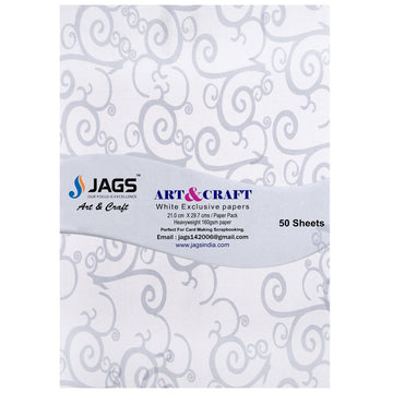 Scrapbooking paper packs ,printed greeting papers of Paper Jags A5 White Exclusive WEPA5X50